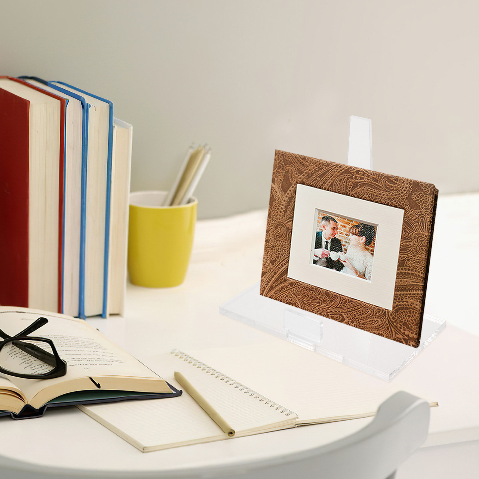 Clear Acrylic Book Stand Holder - Portable Small Acrylic Picture Frame Stand