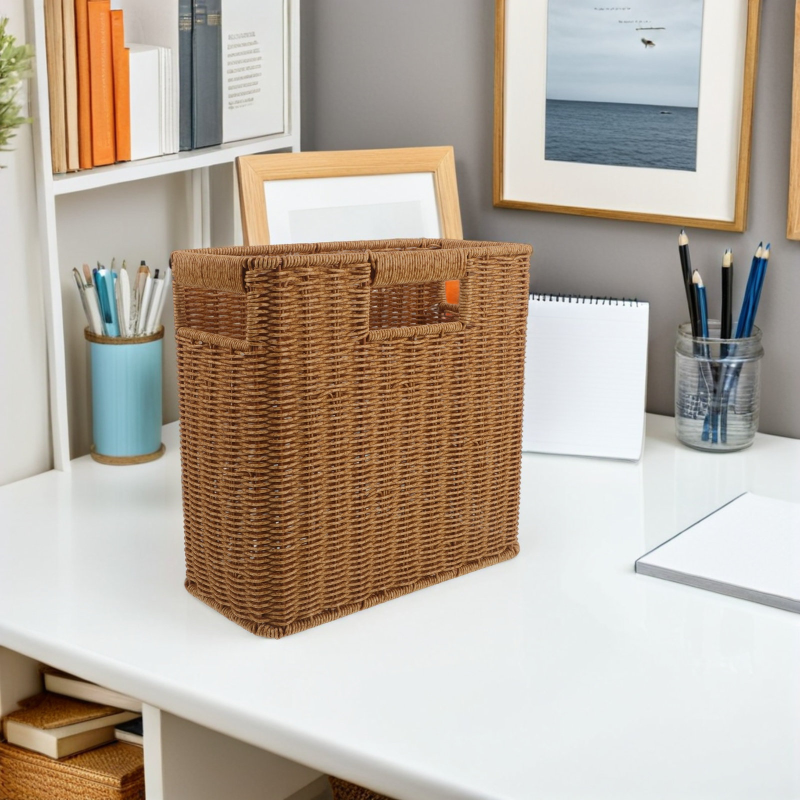 Tall Narrow Storage Basket Dar - Magazines ulasan dan harga