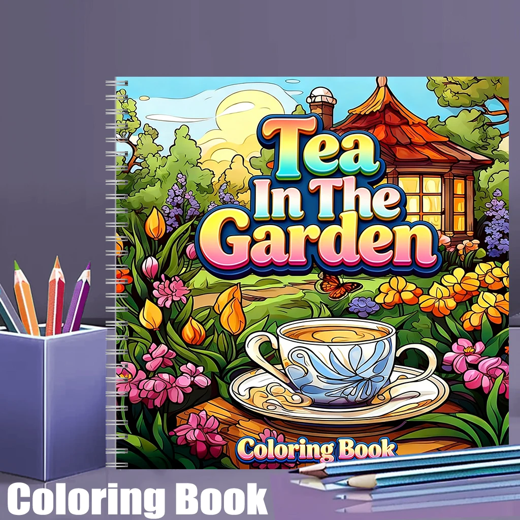 Tea In The Gardens Coloring Bo - Adult Coloring Book Stress Relief ulasan dan harga